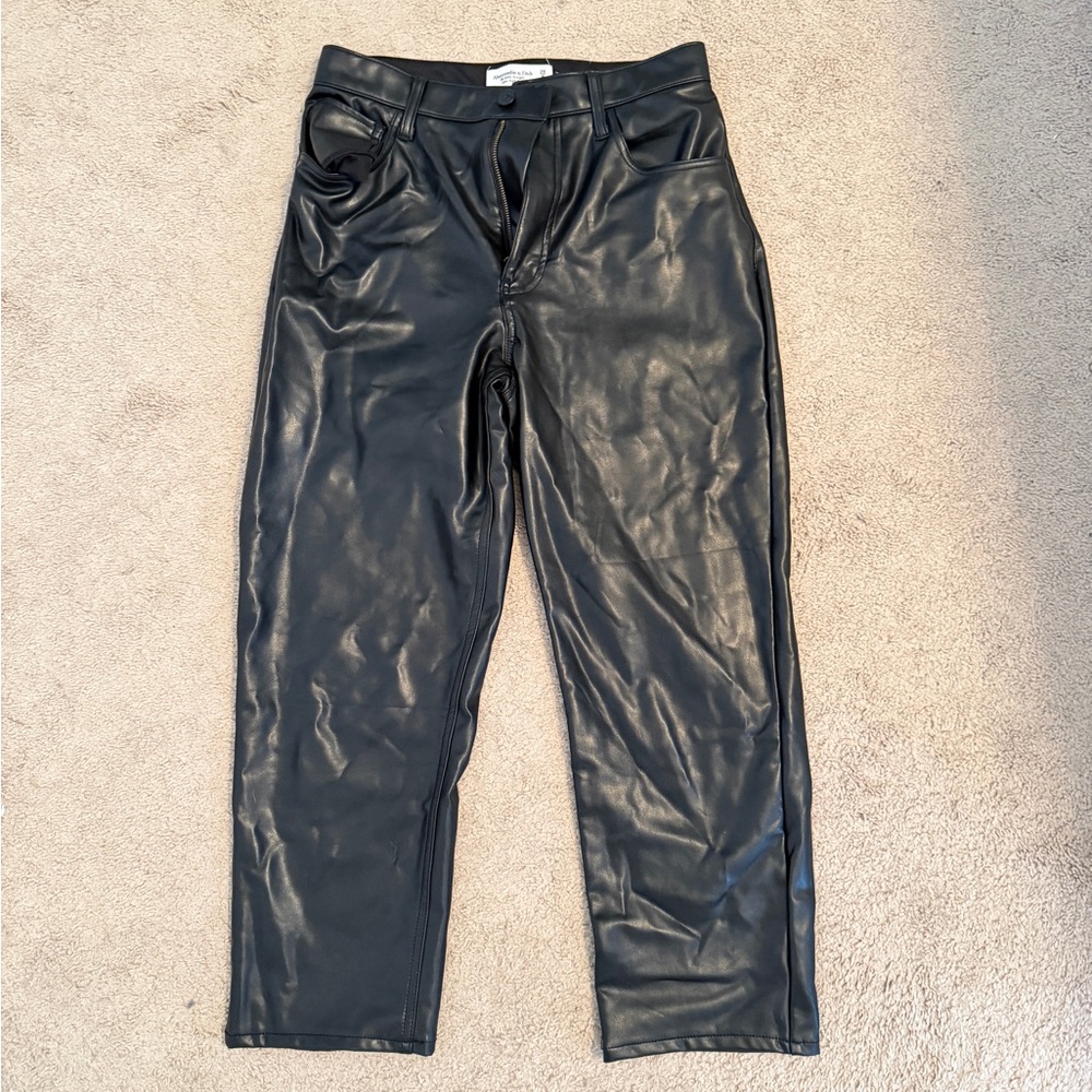Abercrombie & Fitch Vegan Leather Pants - Black